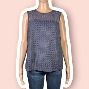 NWT H&M Navy Blue Lace Paneled Sleeveless Top Size Medium - "Gayla"